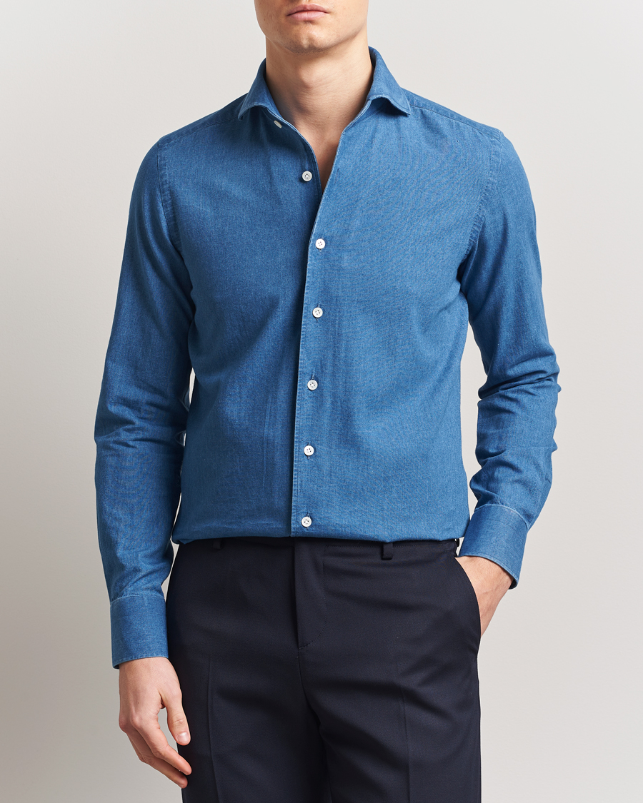Men | Shirts | 100Hands | Garment Washed Denim Shirt Blue