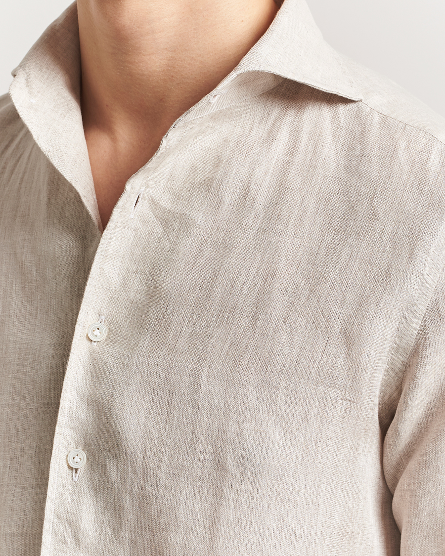 Men | Shirts | 100Hands | Cut Away Linen Shirt Oatmeal