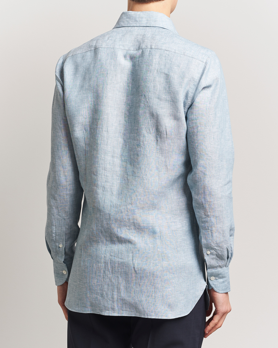 Men | Shirts | 100Hands | Cut Away Linen Shirt Blue