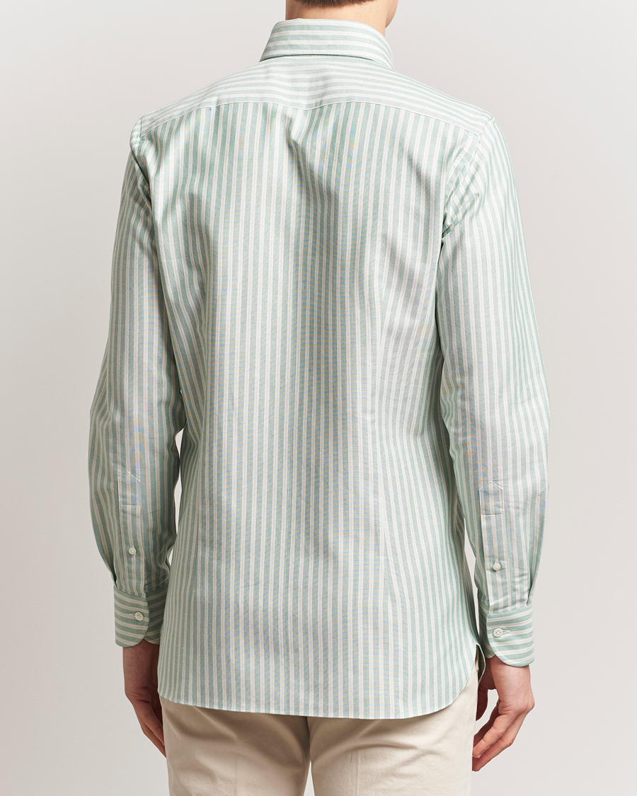 Men | Shirts | 100Hands | Striped Japan Oxford Button Under Shirt Green