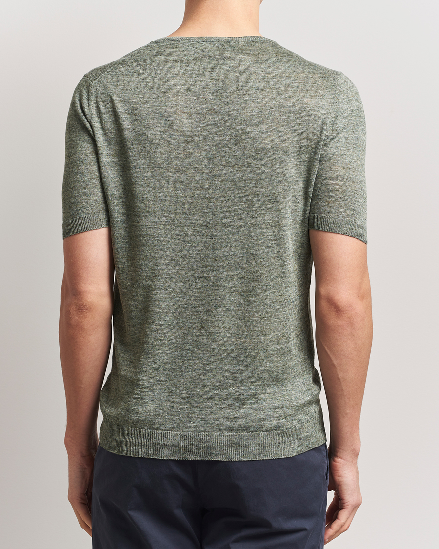 Men | T-Shirts | Gran Sasso | Knitted Linen T-Shirt Green Melange