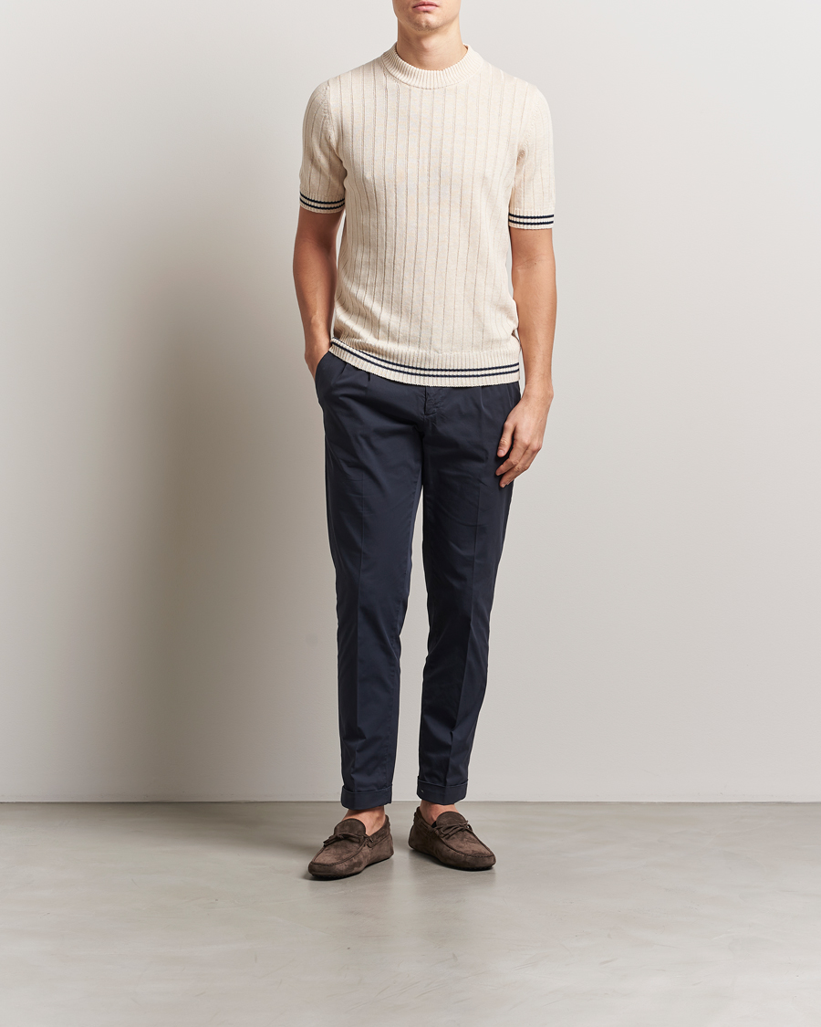 Men | T-Shirts | Gran Sasso | Linen/Cotton Structured T-Shirt Cream