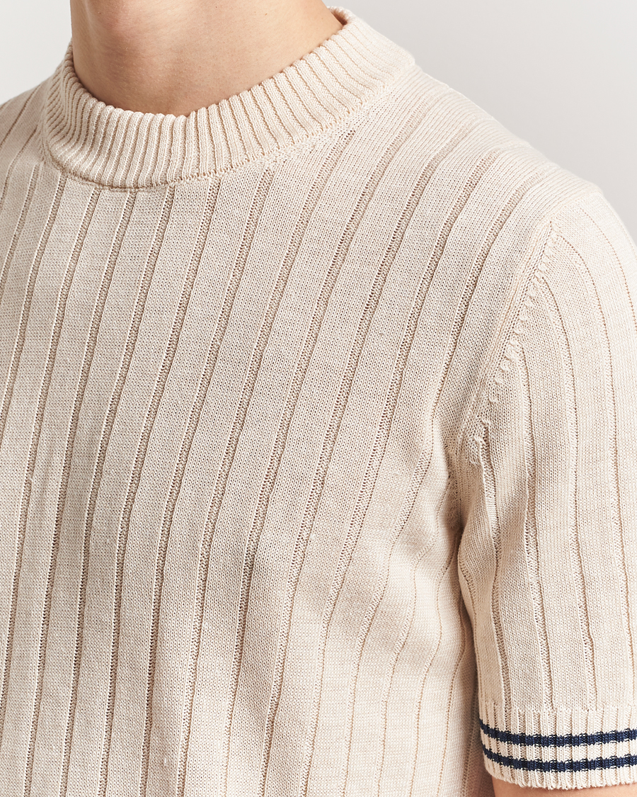 Men | T-Shirts | Gran Sasso | Linen/Cotton Structured T-Shirt Cream