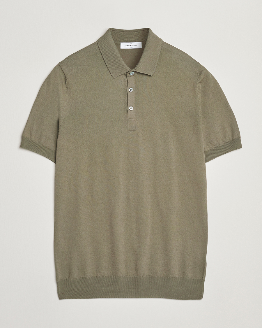 Men | Polo Shirts | Gran Sasso | Cotton Knitted Polo Olive Melange