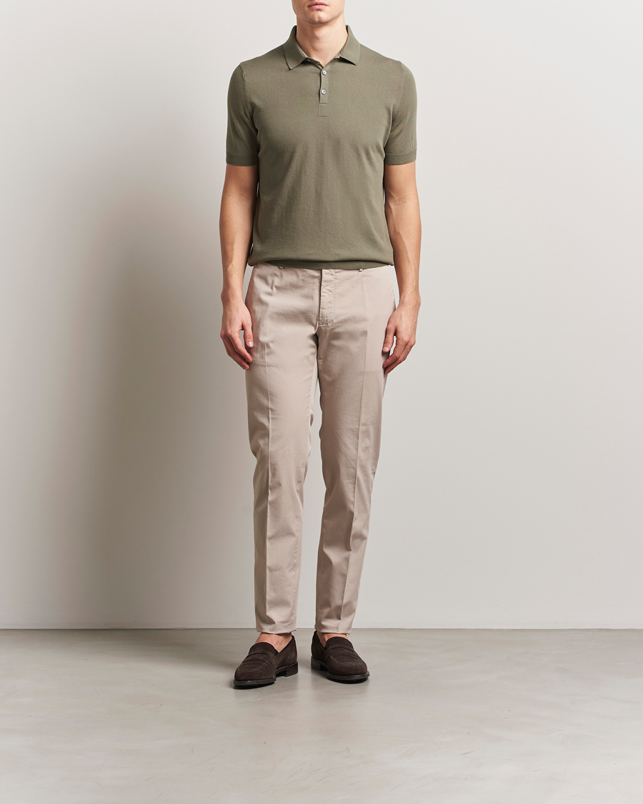 Men | Polo Shirts | Gran Sasso | Cotton Knitted Polo Olive Melange