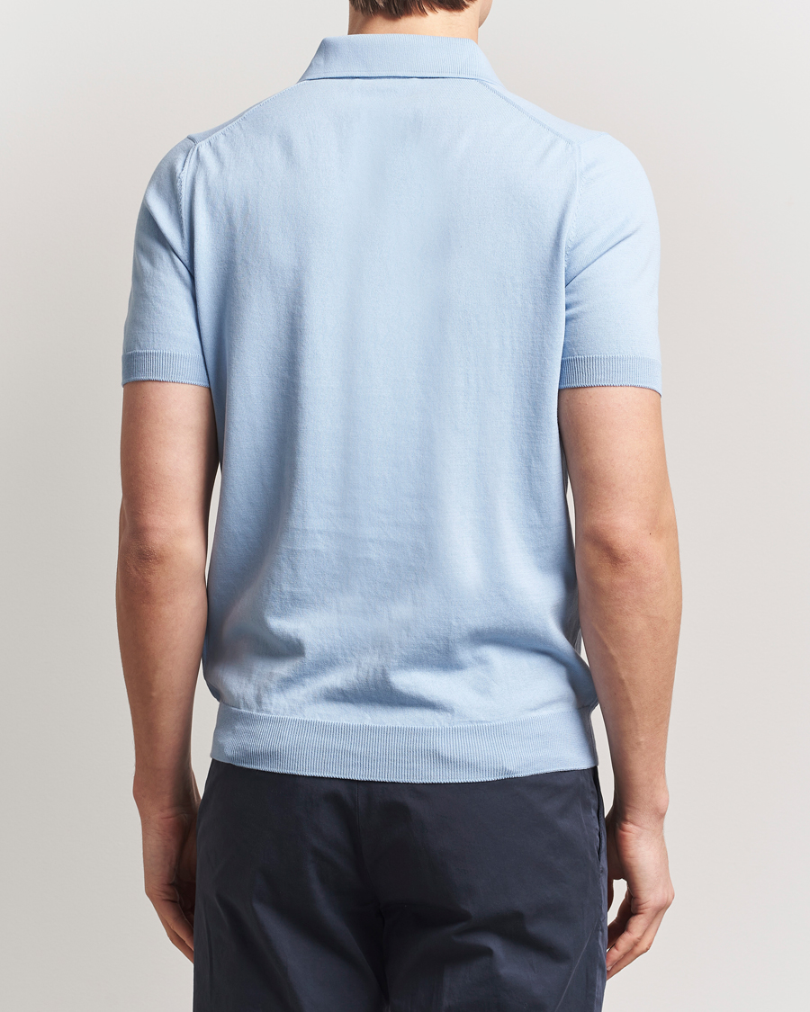 Men | Polo Shirts | Gran Sasso | Cotton Knitted Polo Blue Melange