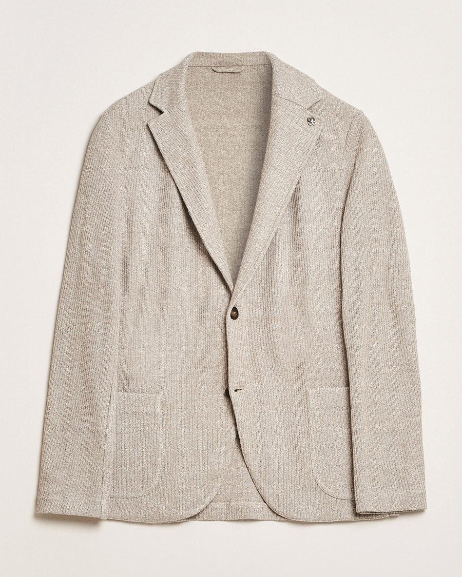 Men | Blazers | Gran Sasso | Linen/Cotton Knitted Blazer Beige Melange