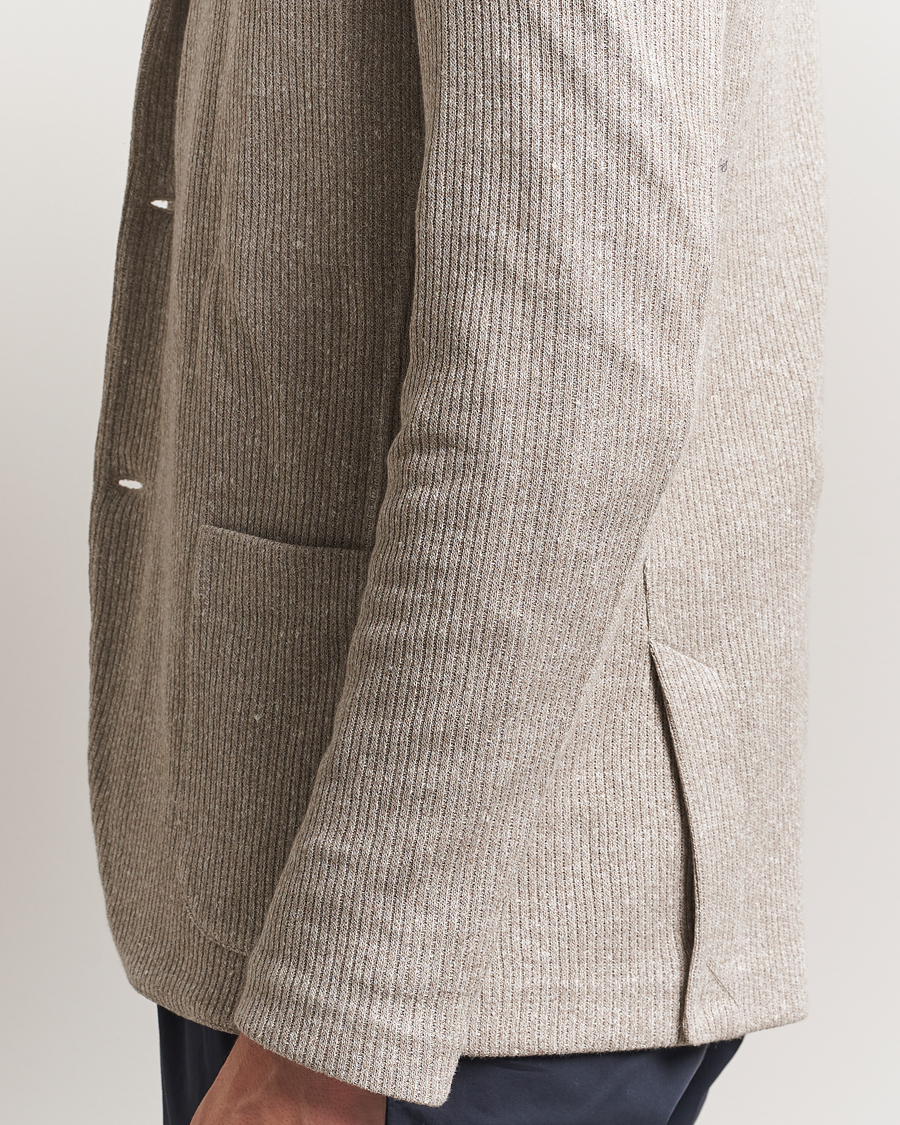 Men | Blazers | Gran Sasso | Linen/Cotton Knitted Blazer Beige Melange