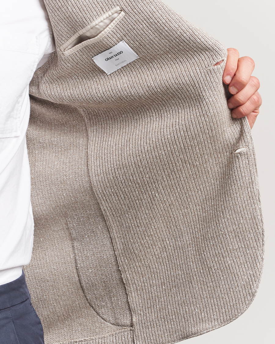 Men | Blazers | Gran Sasso | Linen/Cotton Knitted Blazer Beige Melange