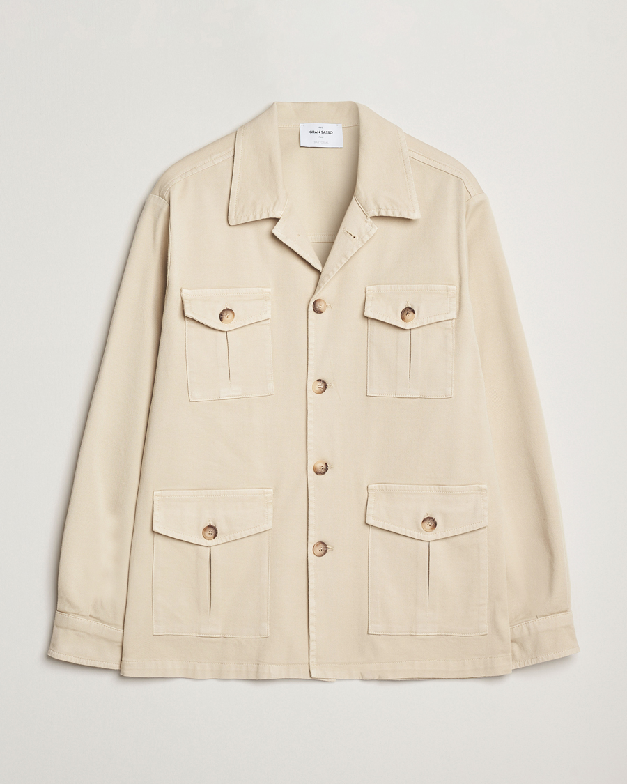 Men | Coats & Jackets | Gran Sasso | Cotton Twill Safari Jacket Beige