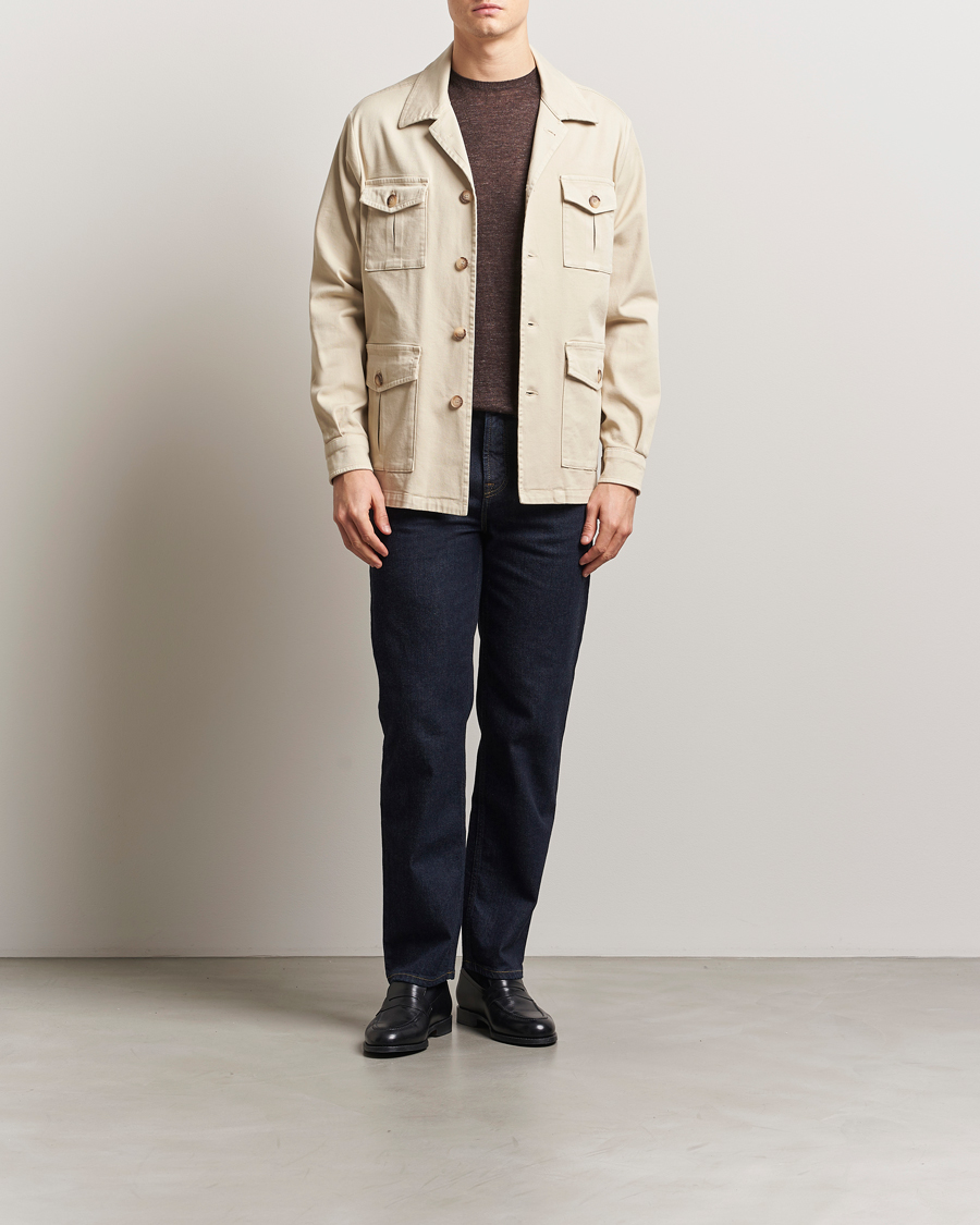 Men | Coats & Jackets | Gran Sasso | Cotton Twill Safari Jacket Beige