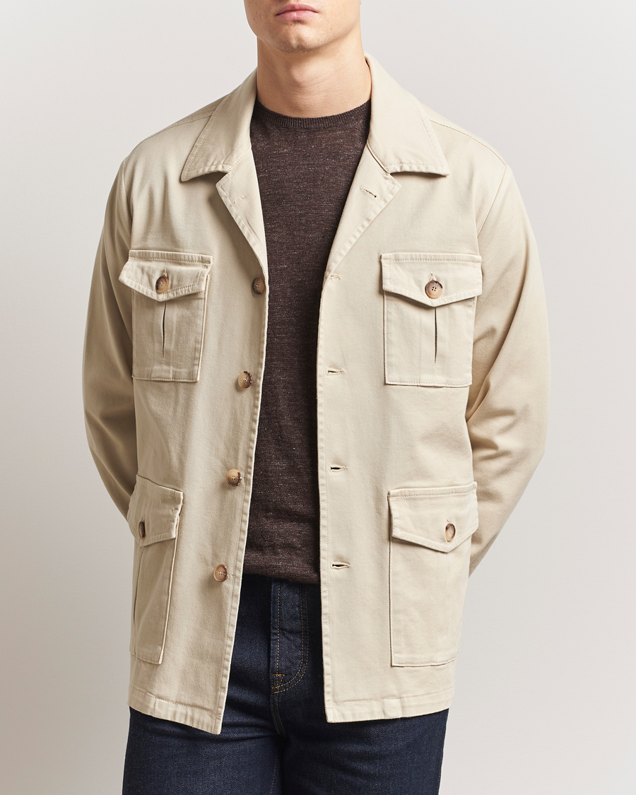 Men | Coats & Jackets | Gran Sasso | Cotton Twill Safari Jacket Beige