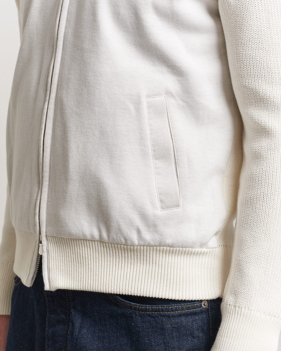 Men | Sweaters & Knitwear | Gran Sasso | Cotton Knitted Full Zip Hoodie Cream