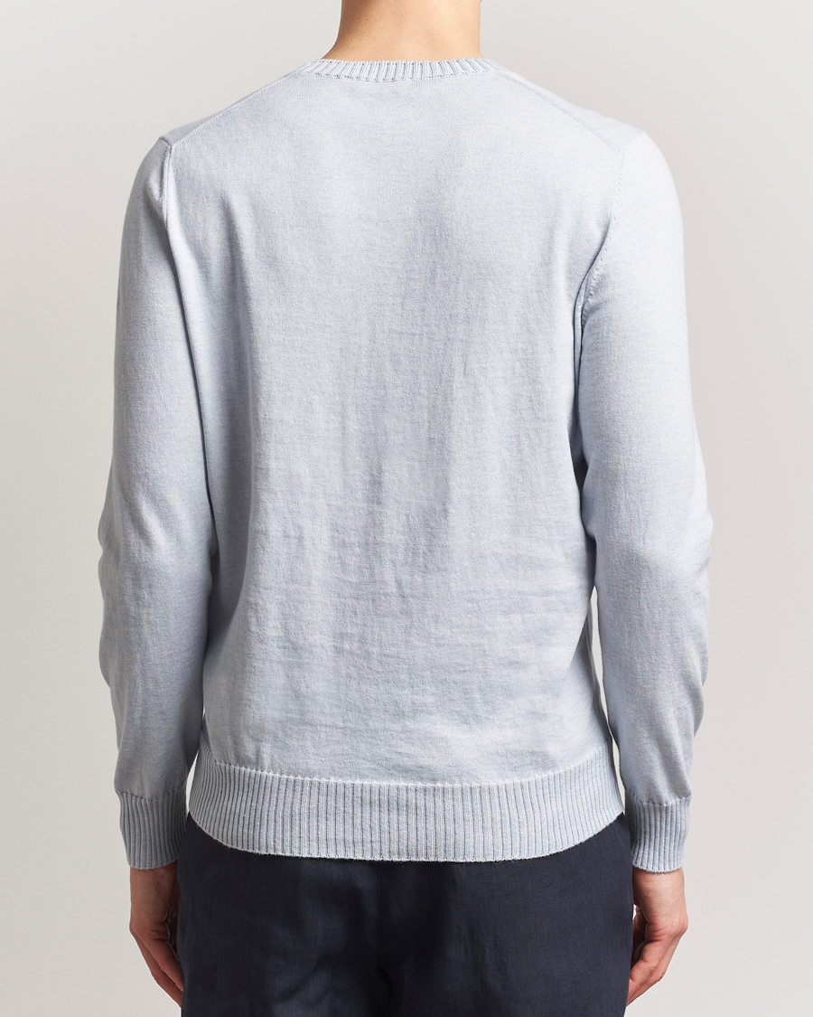 Men | Sweaters & Knitwear | Gran Sasso | Cotton/Cashmere Knitted Crew Neck Sweater Blue Melange
