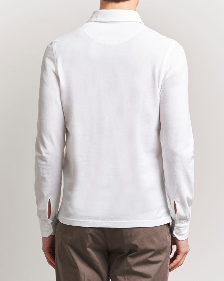 Men | Polo Shirts | Gran Sasso | Washed Long Sleeve Polo White