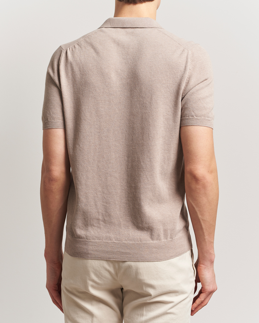 Men | Polo Shirts | Gran Sasso | Cotton Structured Knitted Open Collar Polo Beige