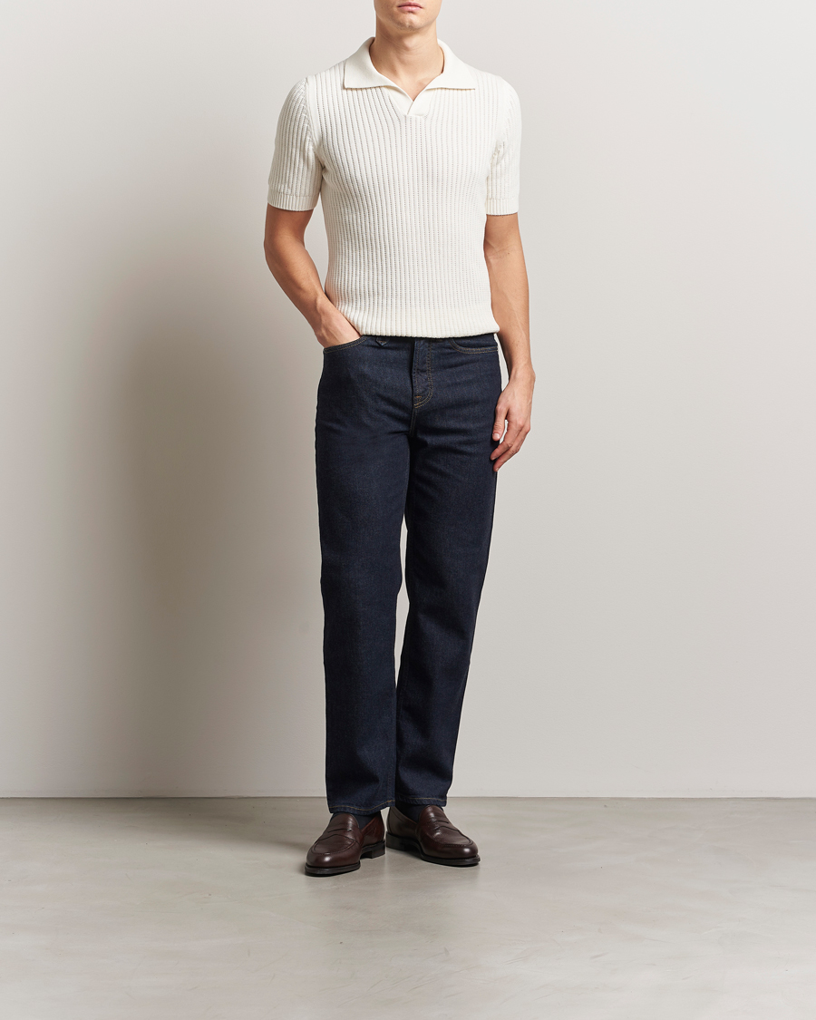 Men | Polo Shirts | Gran Sasso | Cotton Heavy Knitted Open Collar Polo Cream