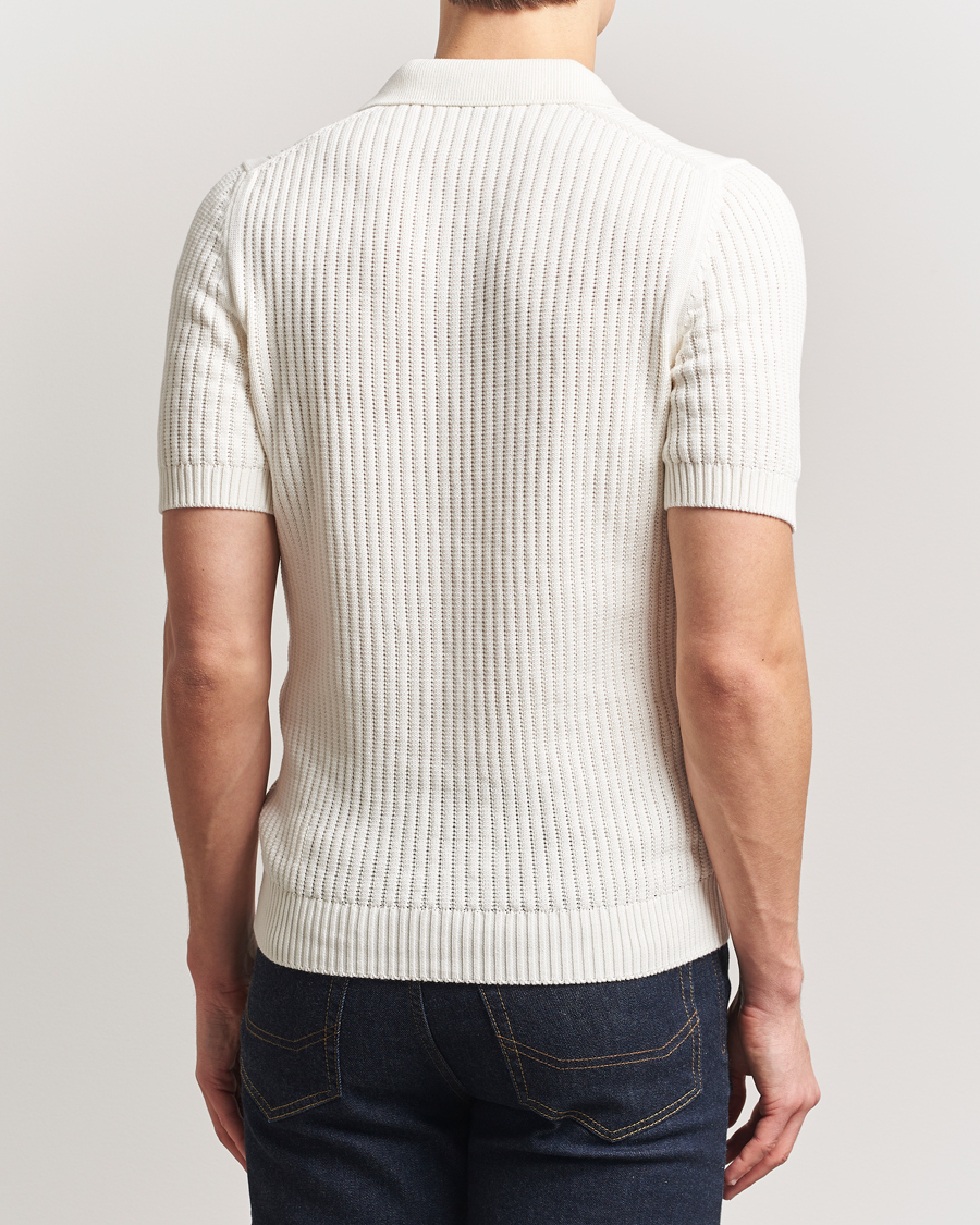 Men | Polo Shirts | Gran Sasso | Cotton Heavy Knitted Open Collar Polo Cream