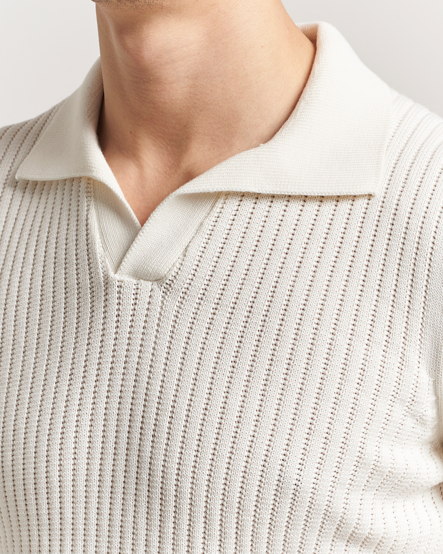Men | Polo Shirts | Gran Sasso | Cotton Heavy Knitted Open Collar Polo Cream