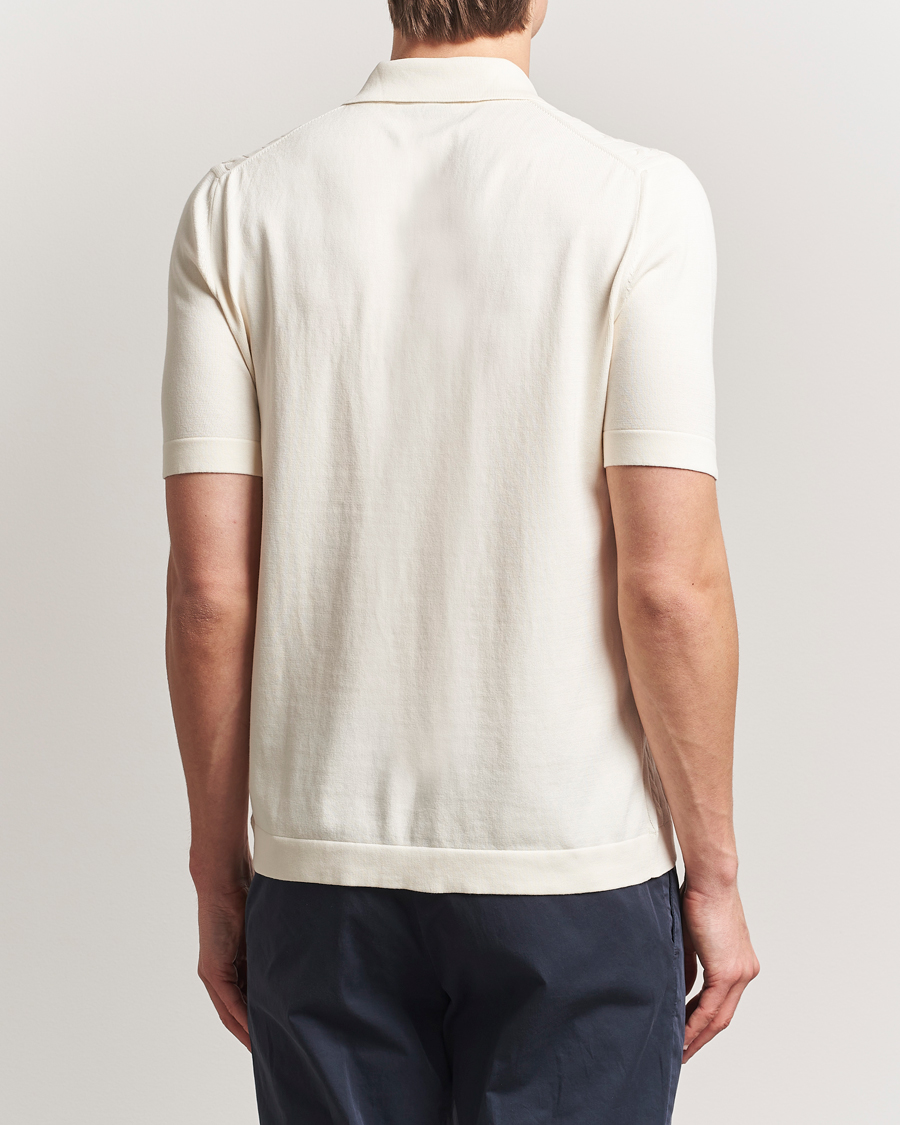 Men | Shirts | Gran Sasso | Cotton Cable Knitted Short Sleeve Shirt Cream