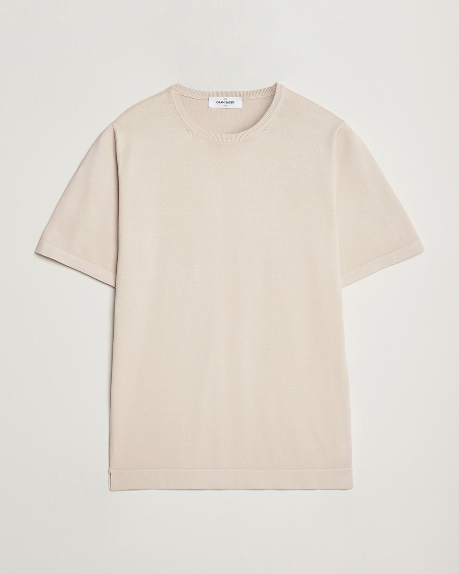 Men | T-Shirts | Gran Sasso | Cotton Knitted Crew Neck T-Shirt Beige
