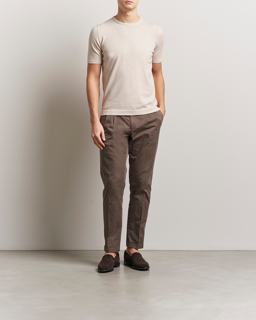 Men | T-Shirts | Gran Sasso | Cotton Knitted Crew Neck T-Shirt Beige