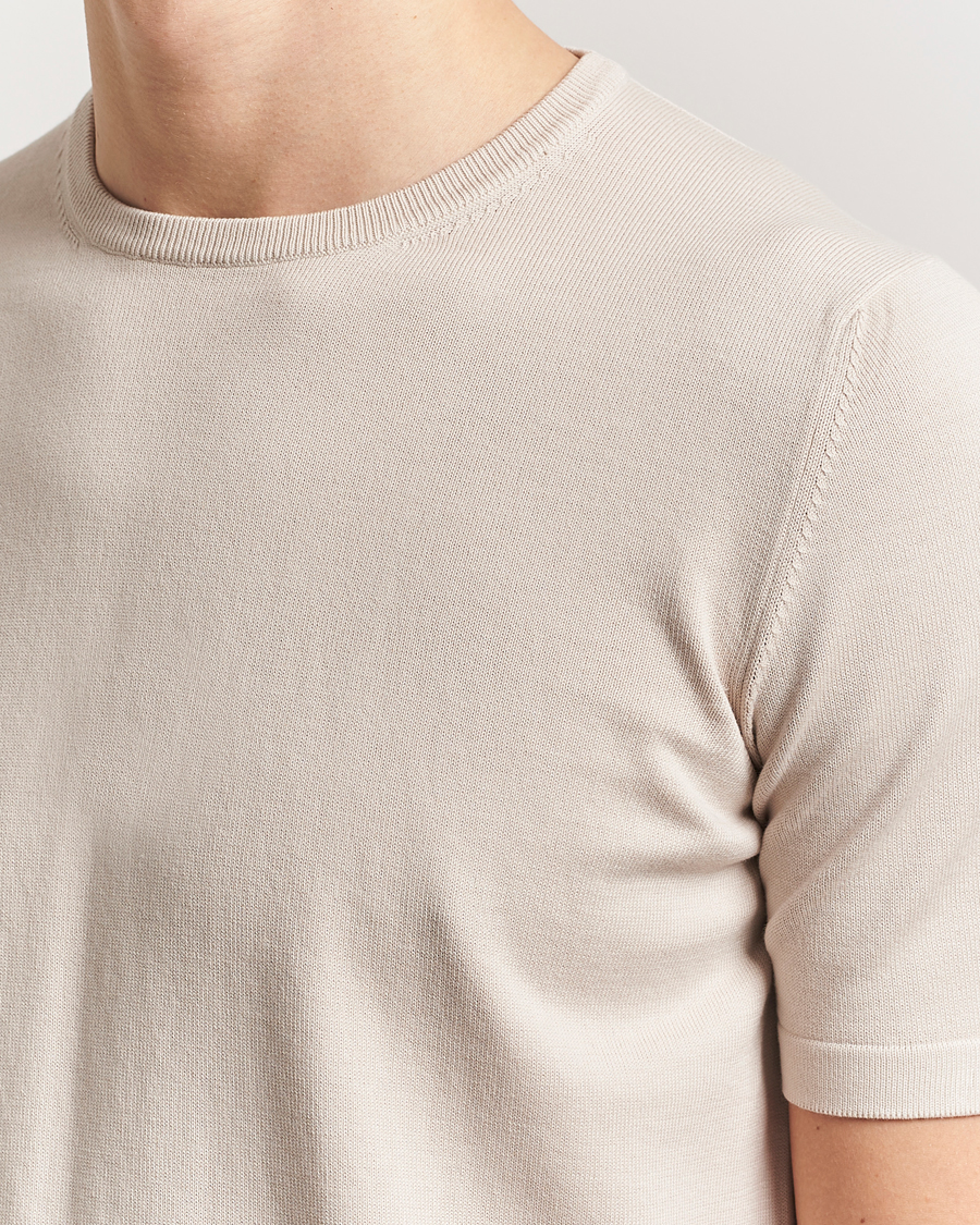 Men | T-Shirts | Gran Sasso | Cotton Knitted Crew Neck T-Shirt Beige