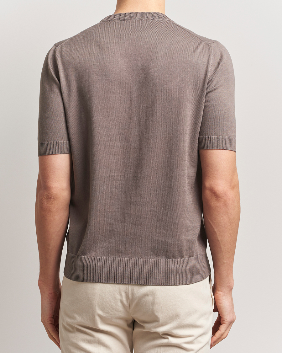Men | T-Shirts | Gran Sasso | Cotton Heavy Knitted Crew Neck T-Shirt Brown