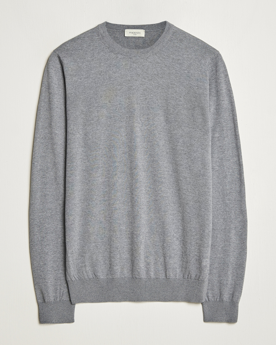 Men | Sweaters & Knitwear | Piacenza Cashmere | Merino Wool Crew Neck Sweater Light Grey