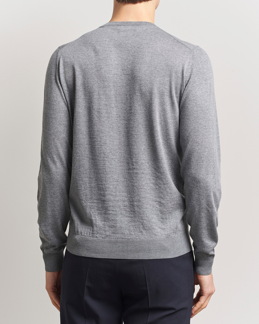 Men | Sweaters & Knitwear | Piacenza Cashmere | Merino Wool Crew Neck Sweater Light Grey