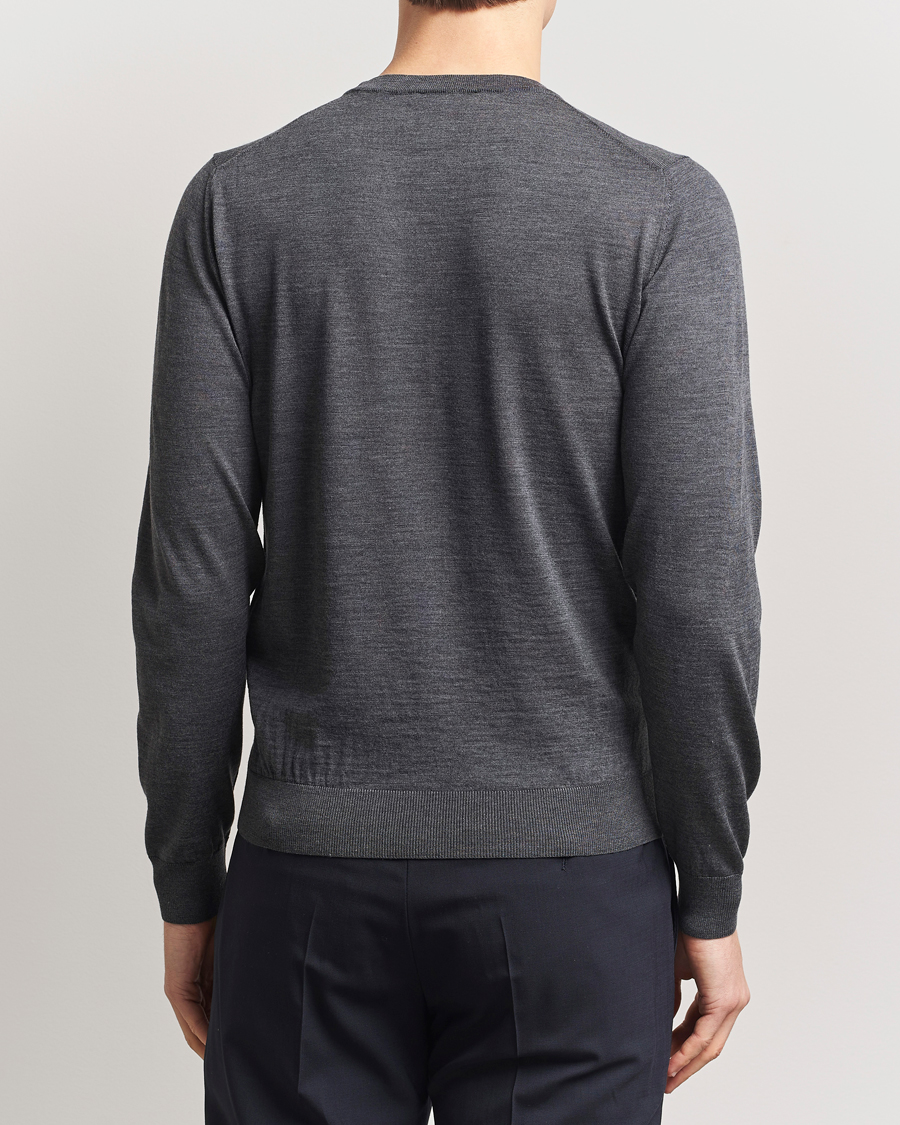 Men | Sweaters & Knitwear | Piacenza Cashmere | Merino Wool Crew Neck Sweater Charcoal