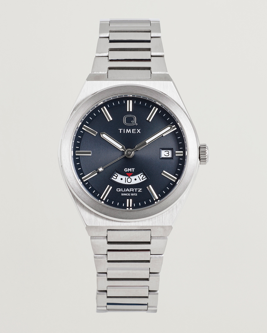 Men | Timex Q Timex Continental GMT Stainless Steel 39mm Black Dial | Timex | Q Continental GMT Stainless Steel 39mm Black Dial