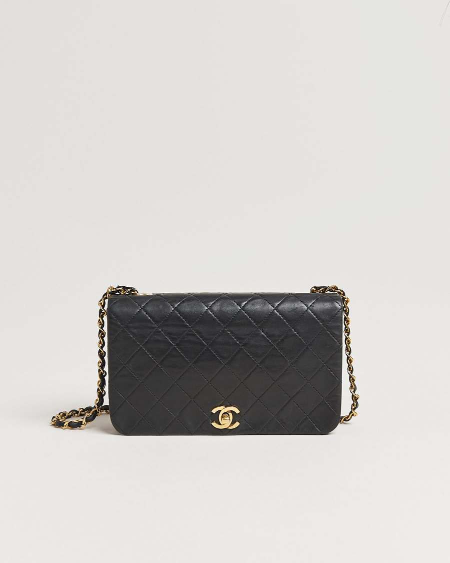 Men | Chanel Pre-Owned Classic Single Flap Bag Lambskin Black | Chanel Pre-Owned | Classic Single Flap Bag Lambskin Black