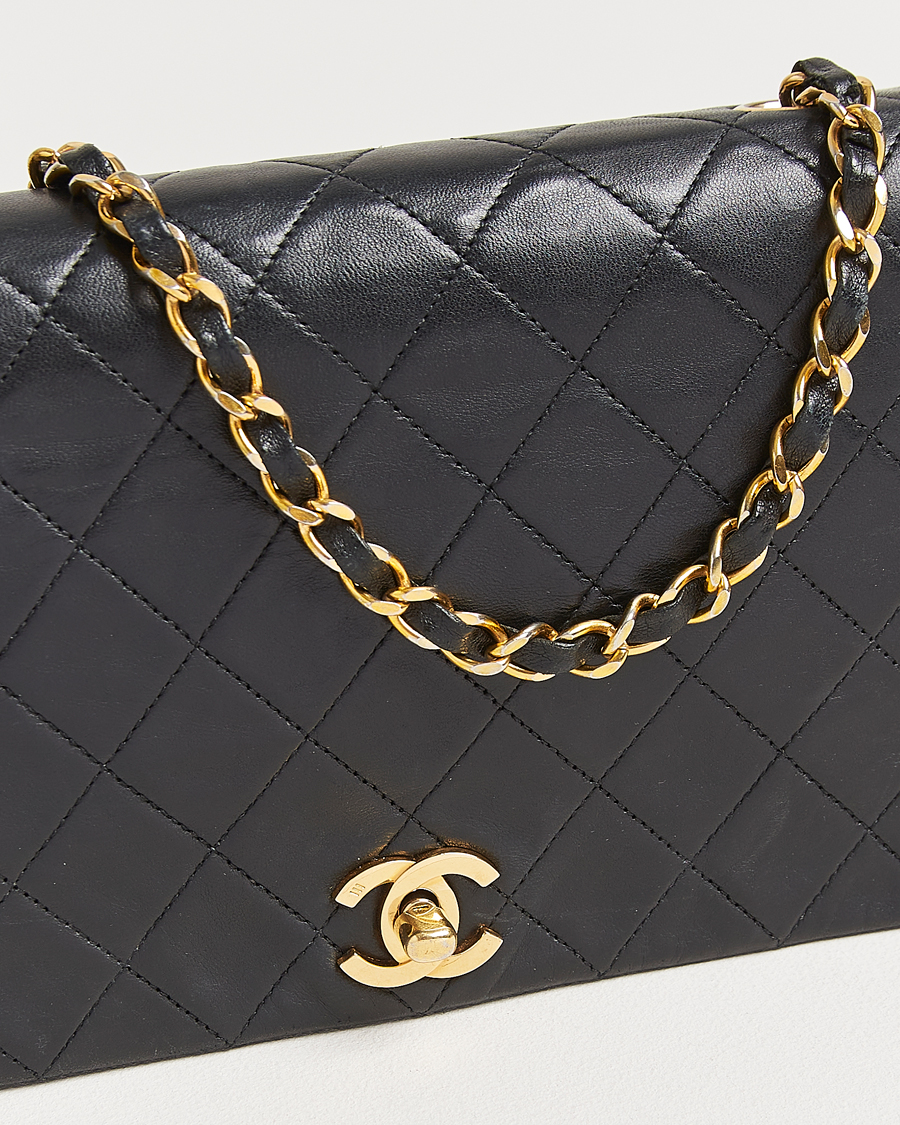 Men | Chanel Pre-Owned Classic Single Flap Bag Lambskin Black | Chanel Pre-Owned | Classic Single Flap Bag Lambskin Black