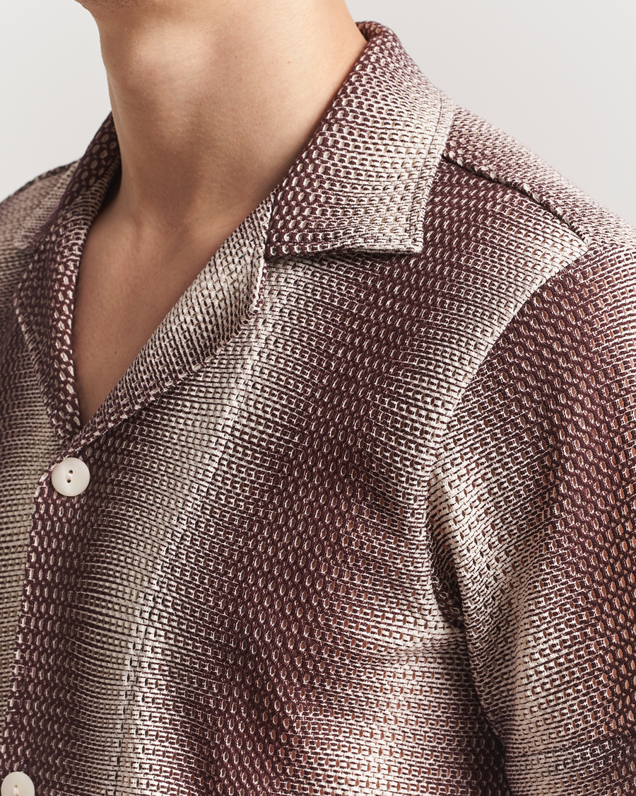 Men | Shirts | OAS | Short Sleeve Cuba Net Shirt Merlot Echo