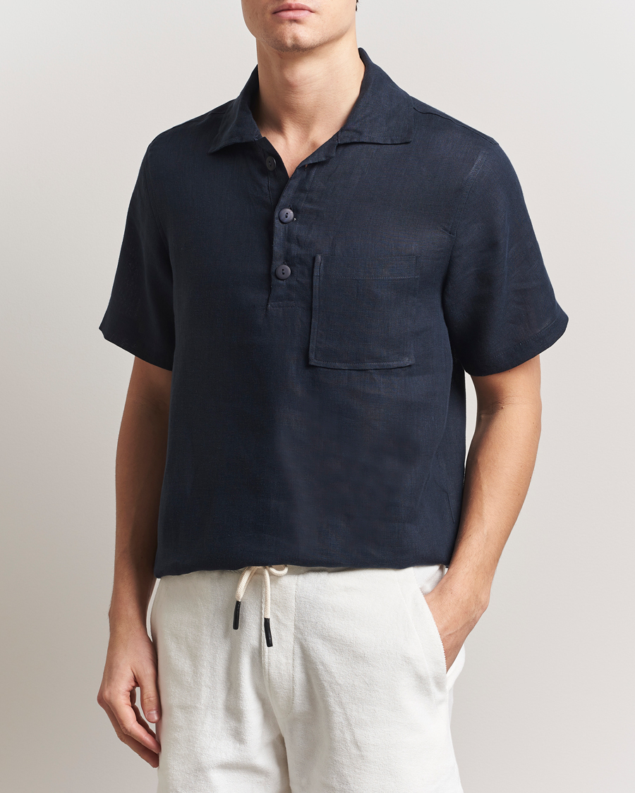 Men | Shirts | OAS | Cuba Linen Shirt Dark Navy
