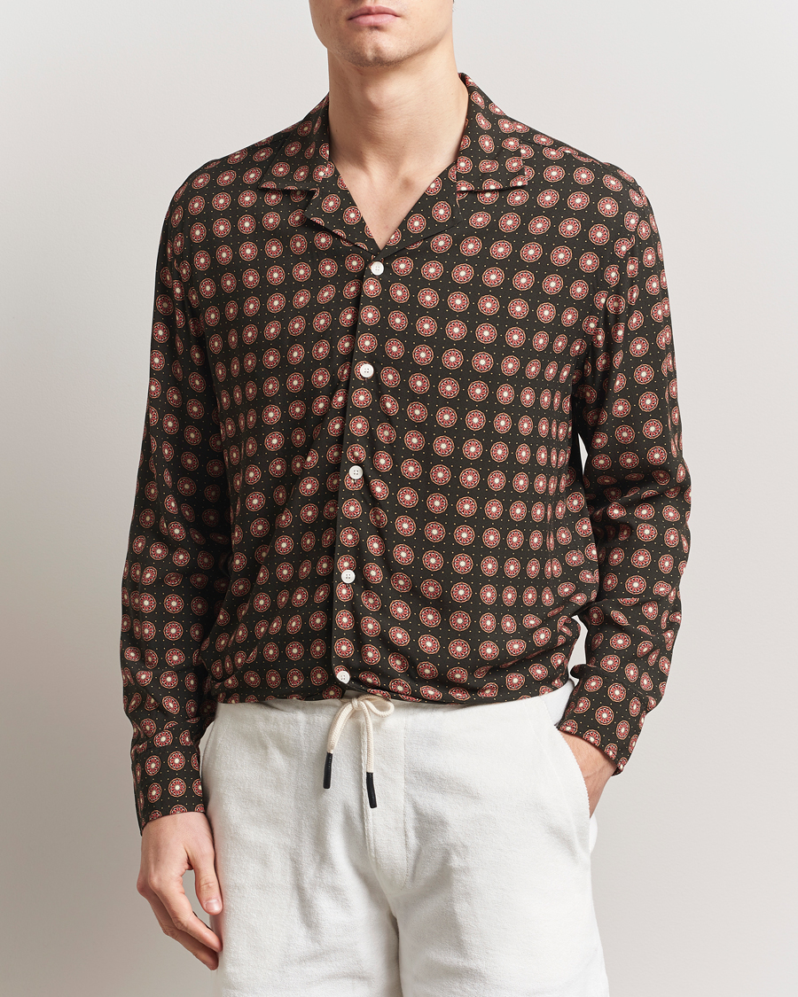 Men | Shirts | OAS | Long Sleeve Resort Viscose Shirt Coffe Lumo