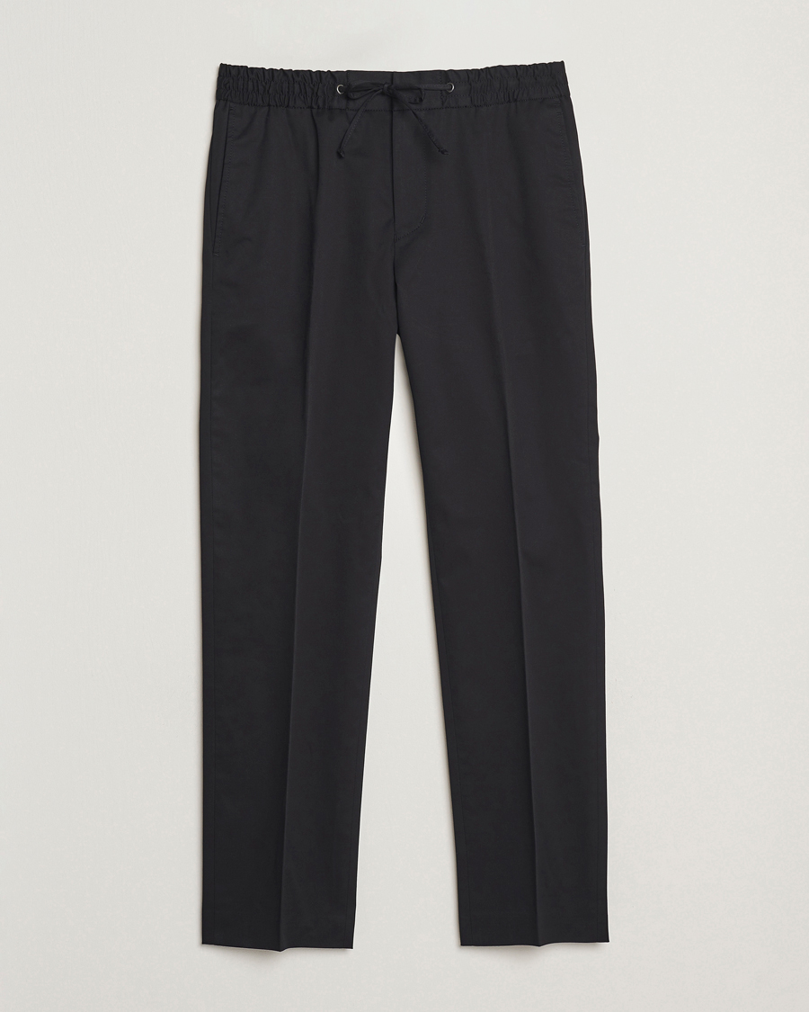 Men | Trousers | Tiger of Sweden | Tannen Cotton Drawstring Trousers Black