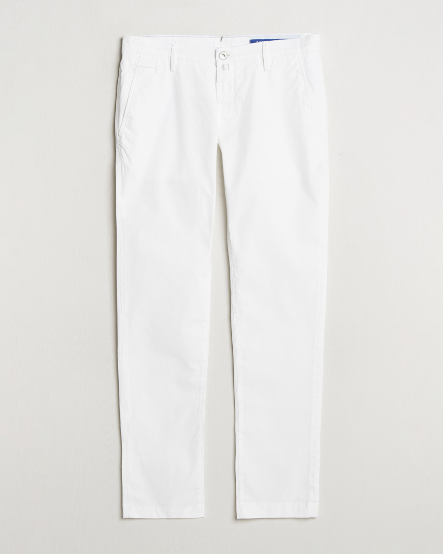 Men | Trousers | Jacob Cohën | Bobby Cotton Gabardine Chinos White