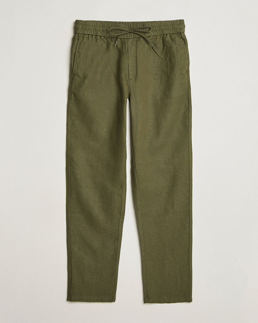 Men | Trousers | LES DEUX | Patrick Linen Pants Olive Night