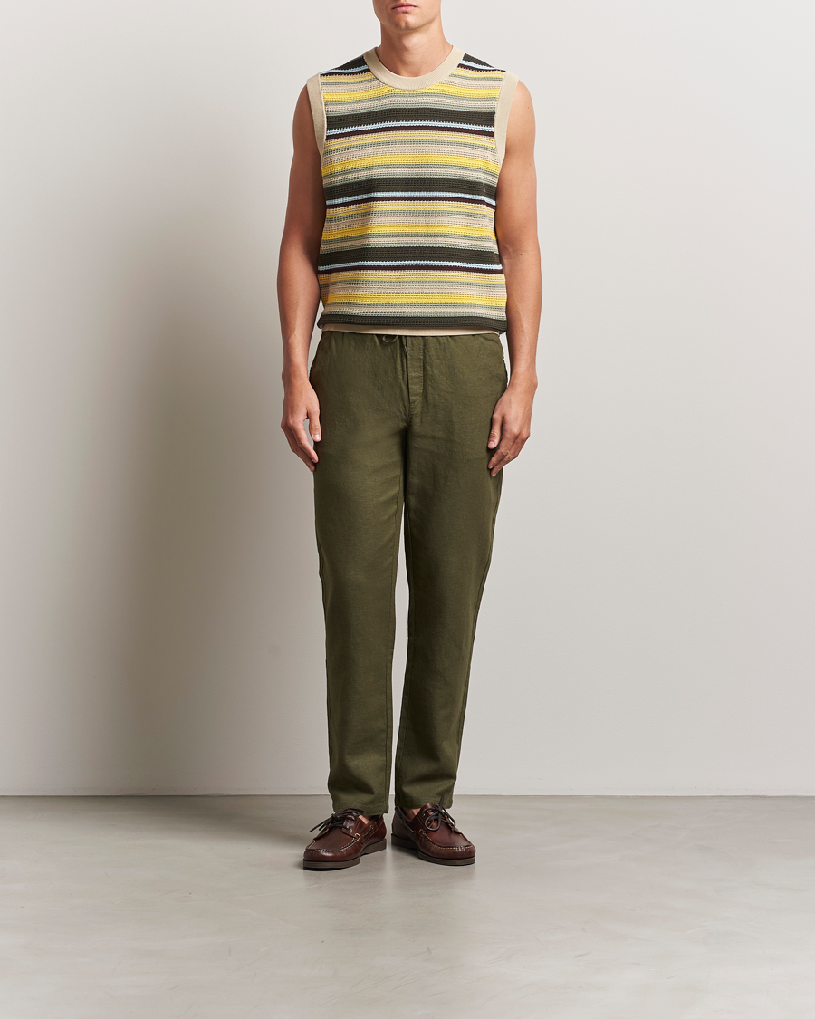 Men | Trousers | LES DEUX | Patrick Linen Pants Olive Night