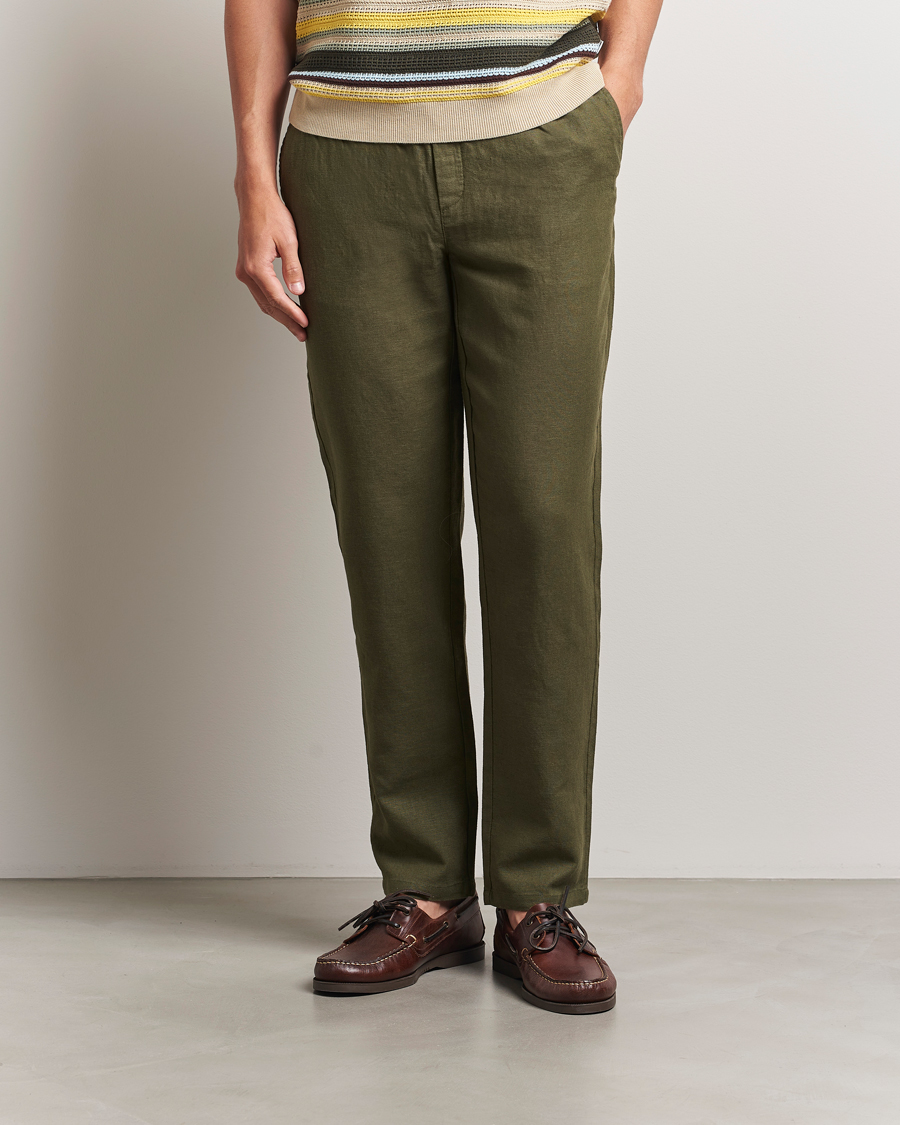Men | Trousers | LES DEUX | Patrick Linen Pants Olive Night