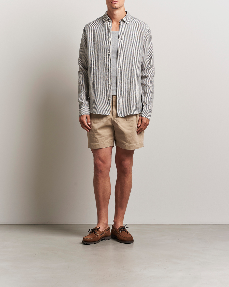 Men | Shirts | LES DEUX | Konrad Striped Linen Shirt Black