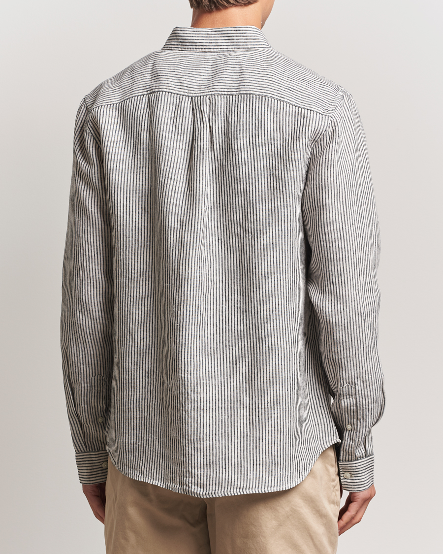 Men | Shirts | LES DEUX | Konrad Striped Linen Shirt Black
