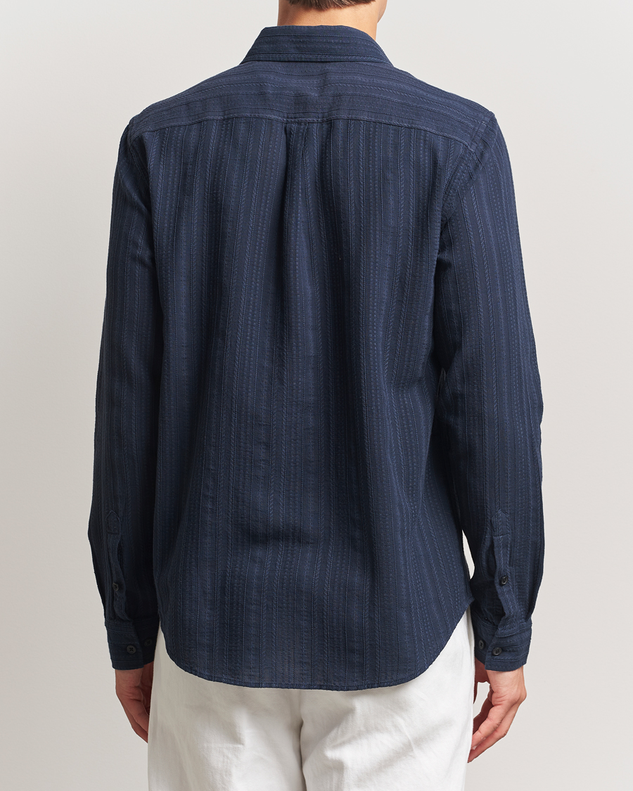 Men | Shirts | LES DEUX | Konrad Striped Structure Shirt Dark Navy