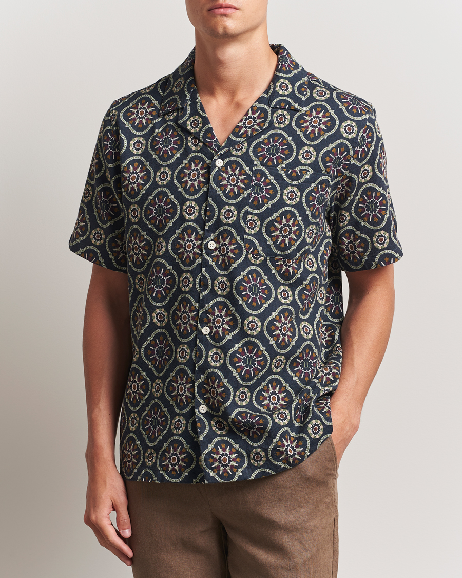 Men | Shirts | LES DEUX | Lucas AOP Tapestry Shirt Dark Navy