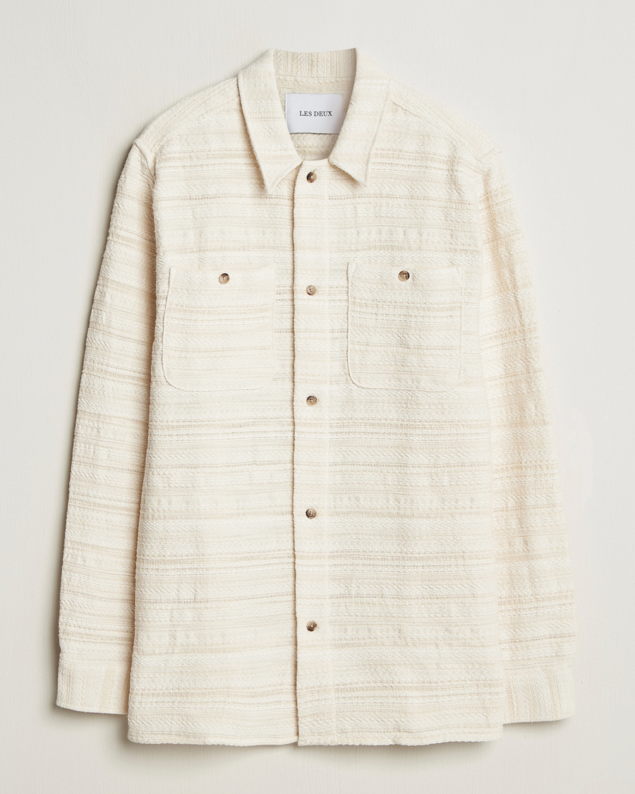 Men | Shirts | LES DEUX | Jonas Structure Stripe Overshirt Ivory