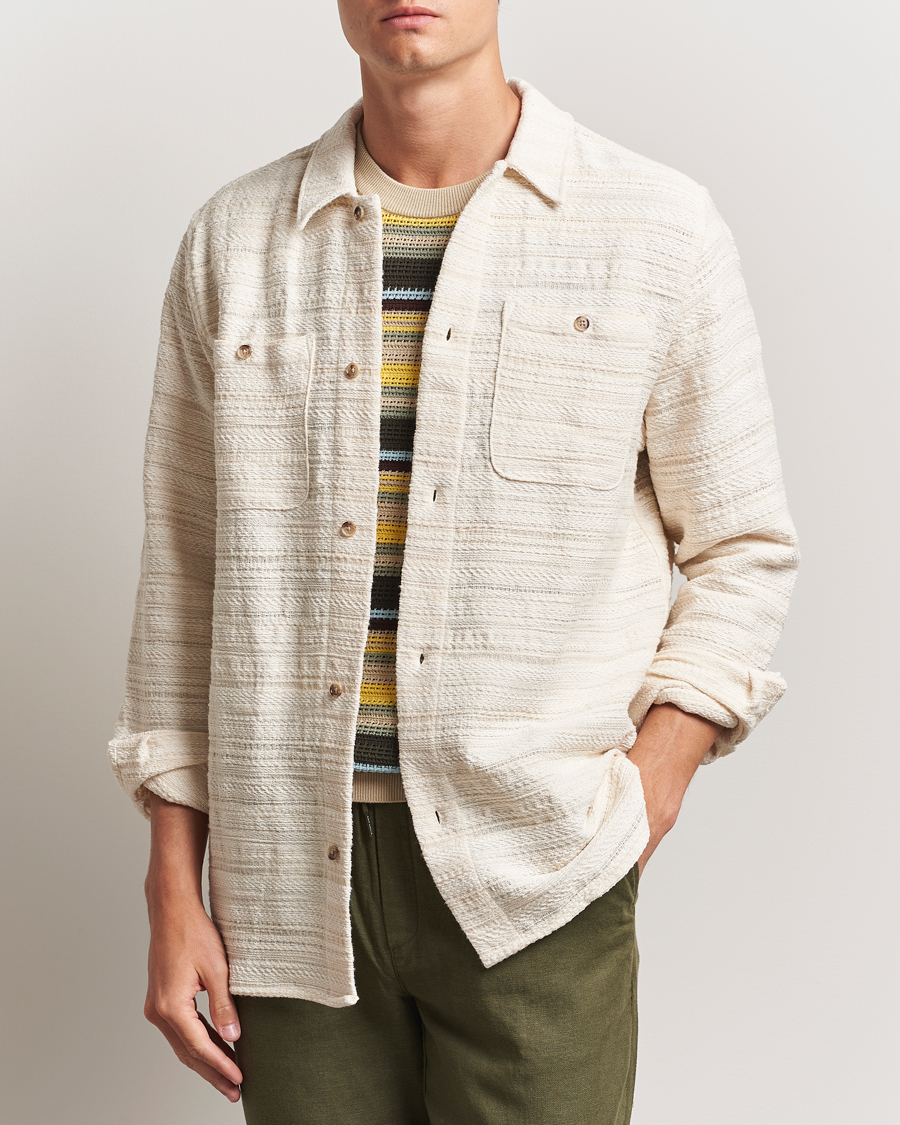 Men | Shirts | LES DEUX | Jonas Structure Stripe Overshirt Ivory