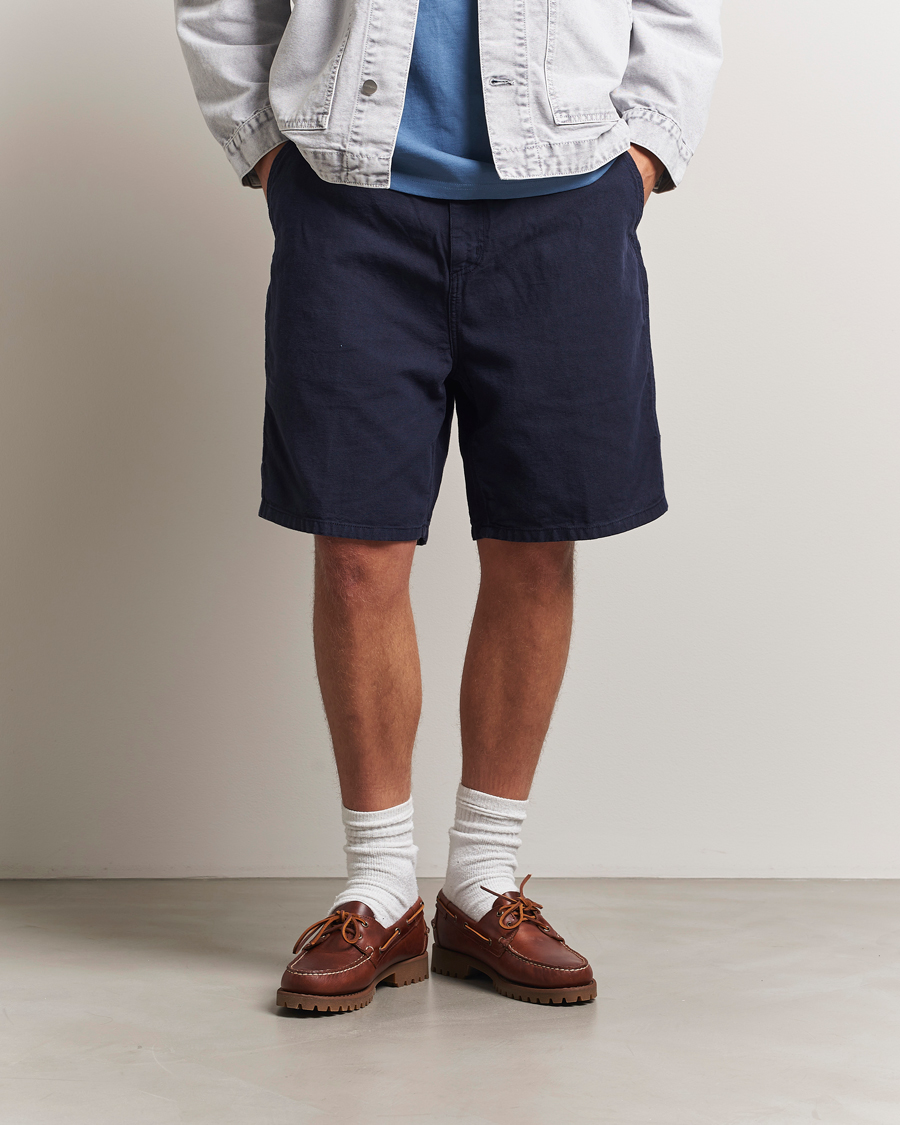 Men | Shorts | Carhartt WIP | Walter Single Knee Cotton/Linen Short Dark Navy