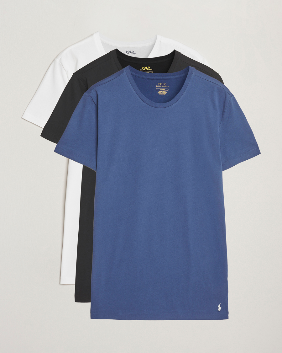 Men | T-Shirts | Polo Ralph Lauren | 3-Pack Crew Neck T-shirt Black/Old Royal/White